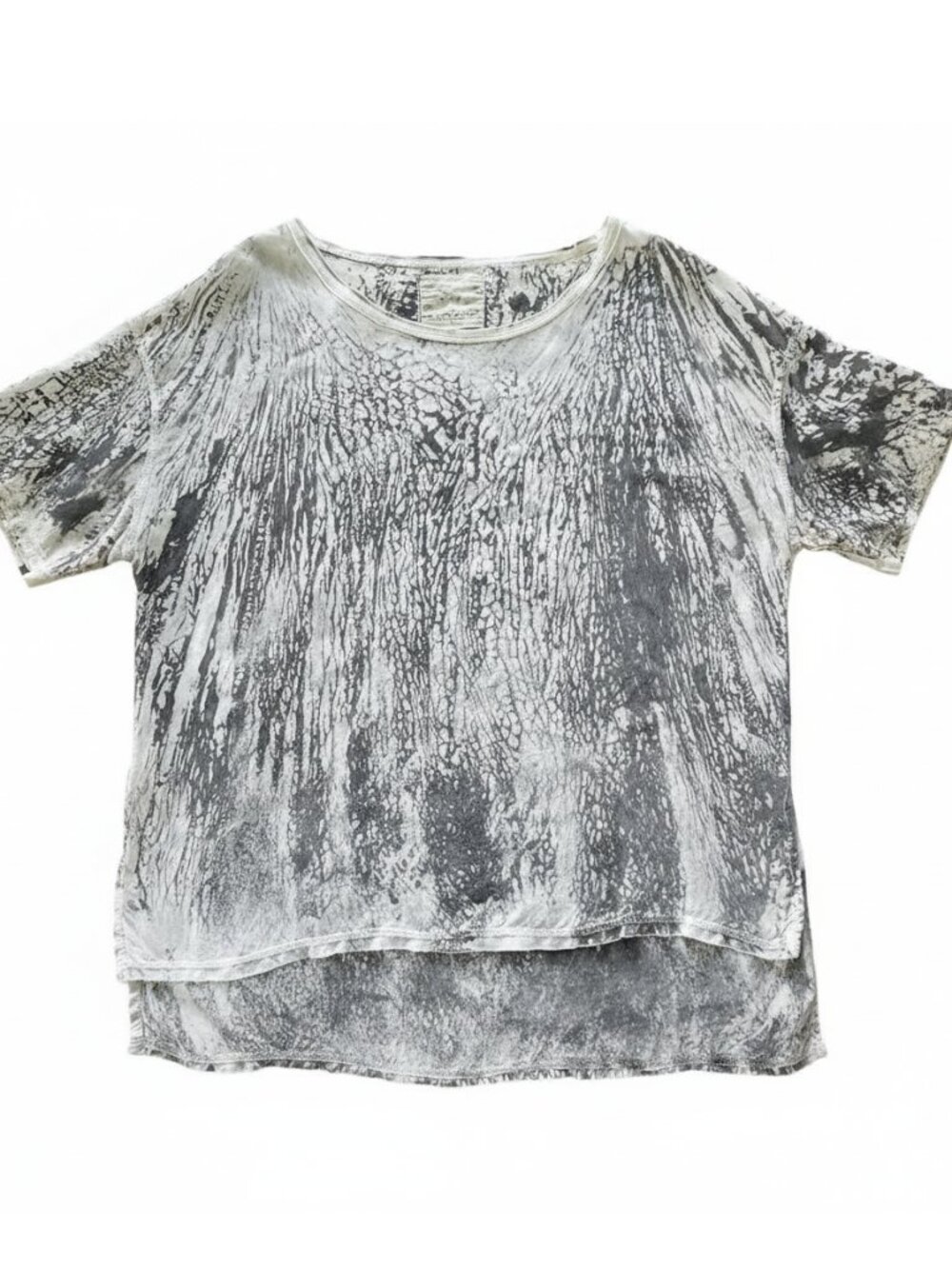 Raw Earth Wild Sky White Gray Abstract Cupro Short Sleeve Top Size M